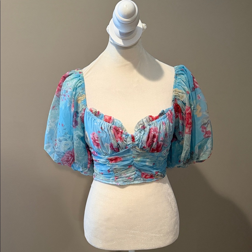Fiestar - Blue Floral Crop Top - worn twice